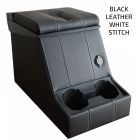 Premium Loc Box - Black Leather, White Stitching
