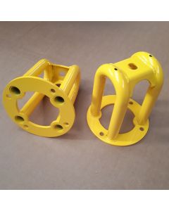 Heavy Duty 2 Inch Lowered Shock Absorber Turrets (pair) Yellow Powder Coated (over zinc plating)