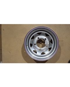 15x8 Silver 8spoke - CLEARANCE63 - OLD STOCK WITH RED AND BLUE STRIPE - SCUFFED + CHIPPED ON FRONT AND REAR EDGE OF RIM 