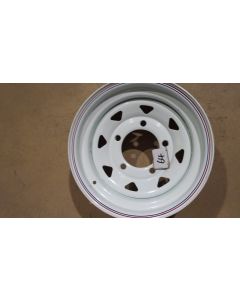 15x8 White Eight Spoke - CLEARANCE64 - MARKED ON FRONT FACE + SCUFFED + CHIPPED FRONT + REAR EDGE OF RIM