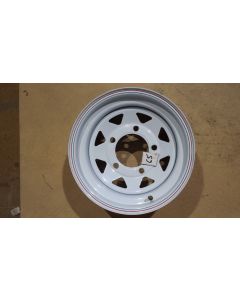 15x8 White Eight Spoke - CLEARANCE65 - SET OF 4 - MARKED ON FRONT FACE + SCUFFED + CHIPPED FRONT + REAR EDGE OF RIM