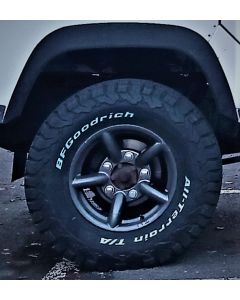265/75R16 BF Goodrich All Terrain T/A KO2 tyre fitted and balanced on 16x7in Anthracite ZU Alloy  - Writing on the Outside 