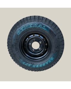 235/85R16 General Grabber AT3 All Terrain Tyre Fitted and Balanced on 16x6.5" Black Wolf Wheel | Writing on the Outside -