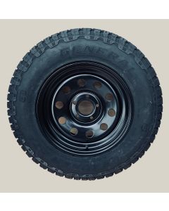 235/70R16 General Grabber AT3 tyre fitted and balanced on 16 x 8" Black Disco 2 / P38 modular steel rim | Writing on the Inside  - WHEEL CURRENTLY OUT OF STOCK - DUE EARLY 2022