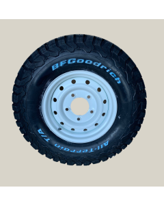 235/85R16 BF Goodrich All Terrain T/A KO2 Tyre Fitted and Balanced on 16x6.5" White Wolf Wheel - Writing on the Outside - TYRE CURRENTLY OUT OF STOCK - NO DUE DATE 