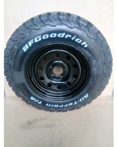 245/70R16 BF Goodrich All Terrain T/A KO2 tyre fitted and balanced on 16x8in Black Disco 2 / P38  Modular Wheel - Writing on the Outside  - WHEEL CURRENTLY OUT OF STOCK - DUE EARLY 2022