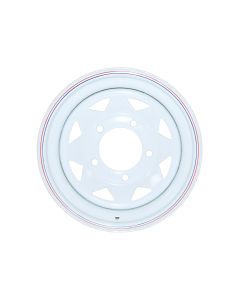 White 8 Spoke Steel Wheel 7X16