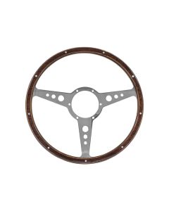 Rivited Wood Rim Flat Dish Mountney Steering Wheel