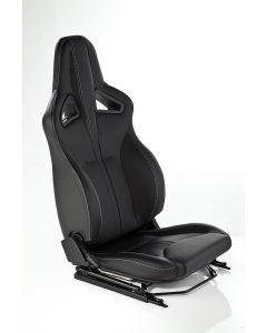 Elite Sports Seat (Heated) Pair Black Leather - Twin White Stitching