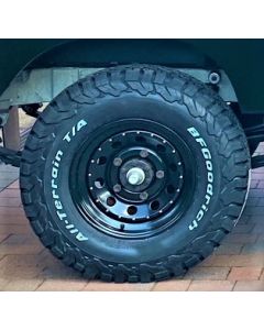 235/85R16 BF Goodrich All Terrain T/A KO2 Tyre Fitted and Balanced on 16x7 Black Modular Wheel - Writing on the Outside - TYRE CURRENTLY OUT OF STOCK - NO DUE DATE 